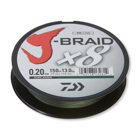 Daiwa - Lijn Gevlochten J-Braid X8 Dark Green 150m - Daiwa 4 Daiwa - Lijn Gevlochten J-Braid X8 Dark Green 150m - Daiwa - Afbeelding 2