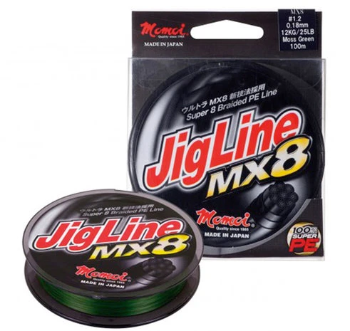 Momoi - Lijn Gevlochten PE Jigline MX8 Moss Green - 100m - Momoi 3 Momoi - Lijn Gevlochten PE Jigline MX8 Moss Green - 100m - Momoi